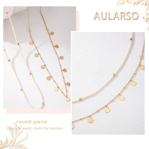 Body Chain Gold Waist Chains for Women Belly Layered Beach Waist Chains Adjustable Sexy Bikini Boho Chain - style: beads round
