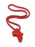 COLORFUL BLING Hip-hop Africa Map Pendant Necklace for Men African Continent Egyptian Multicolor 8MM Wooden Bead Chain Necklace Natural Wood Jewelry - style: style 5