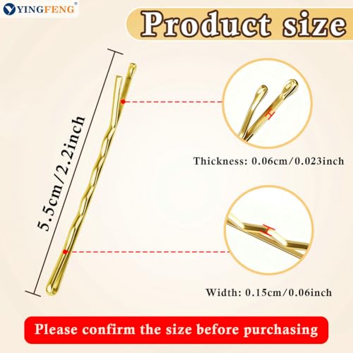 330 PCS 2.2Inch Blonde Bobby Pins for Women Girls, Super Grip Gold Hair Clips with Box, YINGFENG Reusable Non Slip Hair Pins, Suitable for All Hair Types - color: Gold(2.2Inch)