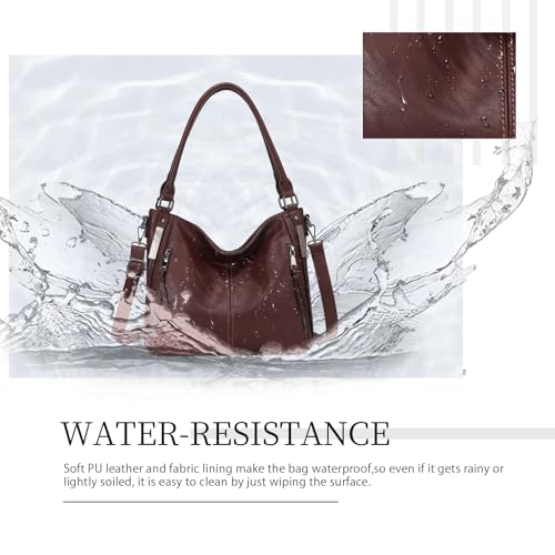 Shoulder Handbags for Women Large Soft Casual PU Leather Hobo Tote Purses - color: 01-coffee