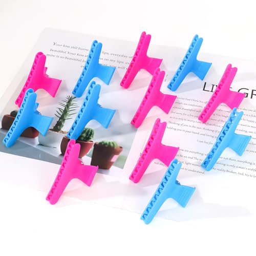 Ondder Blue Hot Pink Butterfly Hair Claw Clips for Styling, Sectioning, Makeup, Pro Hair Clamp Clips for Women, Girls - color: Blue & Hot Pink