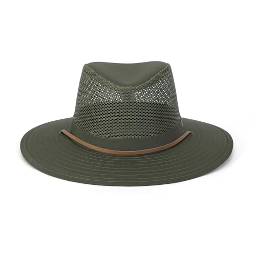 Bouie Safari Sun Hat - UPF 50+, Water-Repellent Wide Brim Bucket Hat for Hiking, Fishing - color: Olive, size: Medium