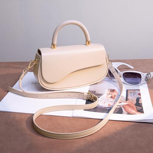 Milan Chiva Small Top Handle Purse for Women Elegant Crossbody Bag with Adjustable Strap for Evening Party & Daily Use - color: Tan