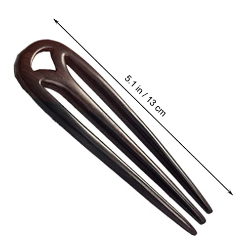 Beaupretty 3- Prong Hair Fork Carved Wood Hairpin Vintage Hair Chopstick Hair Bun Holder Hair Styling Accessory for Woman Girl ( Brown ) - color: Black