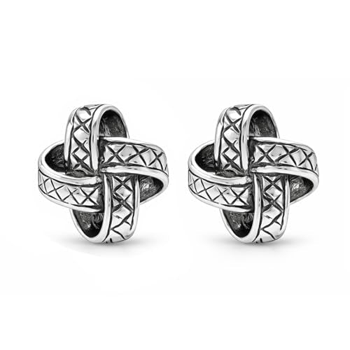 LeCalla 925 Sterling Silver Knot Stud Earrings Jewelry | Italian Design Love Knot Stud Earring | Celtic Knot Stud Earrings for Women - color: Antique Love Knot