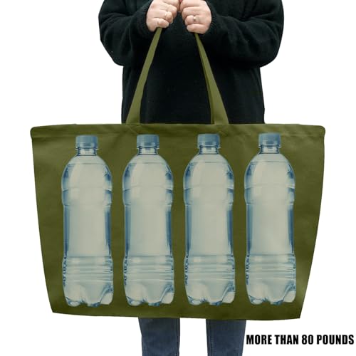 Large Canvas Tote Bag-Extra Big Shopping Beach Totes Bags Reusable Largest Grocery Plain Solid Bag 28"x8"x16" - color: Olive Green