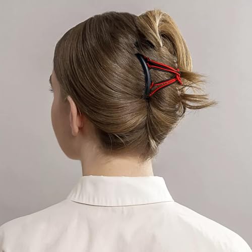 6 Pieces Stretchy Double Hair Combs - Magic Adjustable Elastic No Crease Bun Maker Accessories for Women's Curly, Thick, Wavy Hair Ponytails