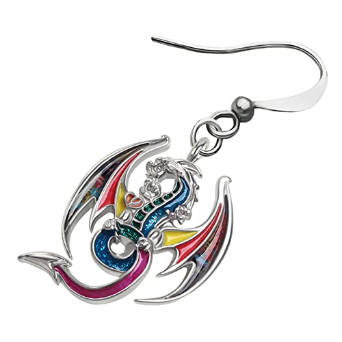 Enamel Alloy Dinosaur Fantasy Dragon Earrings Drop Dangle Unique Animal Jewelry For Women Dragons Gifts - color: Butter