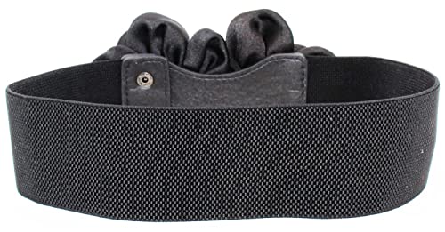 ALAIX Women's Wide Belt Stretchy Chunky Waist Belt Dress Belts Big Flower Cinch Belts Elastic Belts for Women - color: Black, size: Fits Waist (25~29 inches)