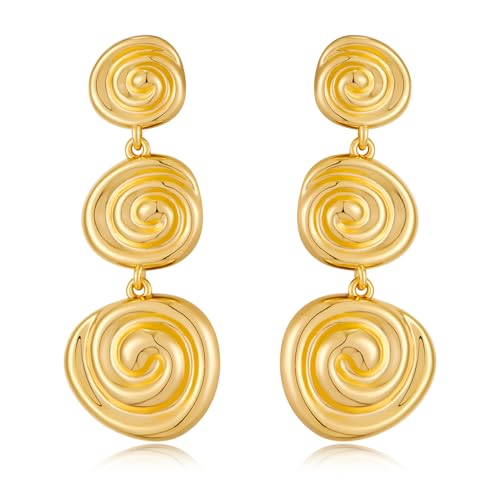 MUYAN Gold and Silver Boho Hammered Dangling Earrings for Women Modern Statement Finish Dangle Drop Earrings Jewelry - color: Boho Spiral