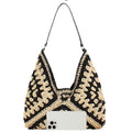 Straw Hobo Bag for Women 2026 Boho Woven Beach Purse Large Summer Straw Tote with Lining Black Raffia Shoulder Bag | straw material - color: Black1 With Black Strap