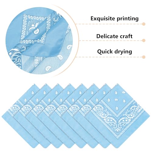 Morcheiong 8/16 Pcs Bandanas Paisley Bandana Head Scarf Headband Handkerchiefs for Men Women Boy Girls - color: Blue