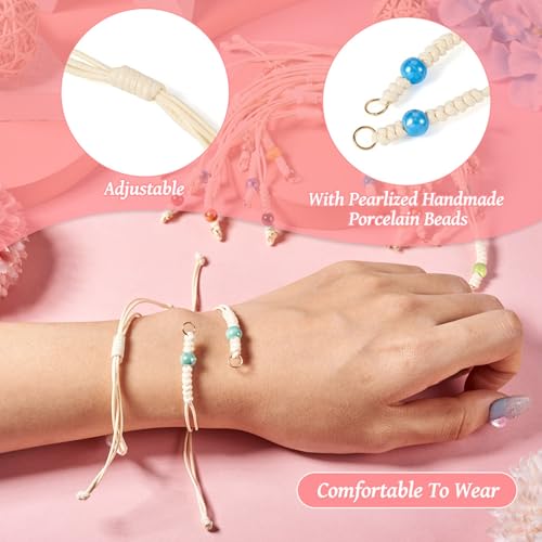 Adjustable Slider Bracelets Colorful Half Finished Bracelets Adjustable Beaded Bracelets DIY Friendship Bracelets for Women Jewelry Making Gifts Supplies - color: Milky White Colors