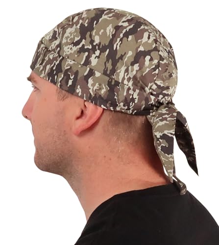 Sparkling EARTH - American Made Skull Caps Doo Rags Do Rag Durag Headwrap Head Wraps Skullies - Made in The USA! - color: Combat Camouflage - Green, Brown and Black