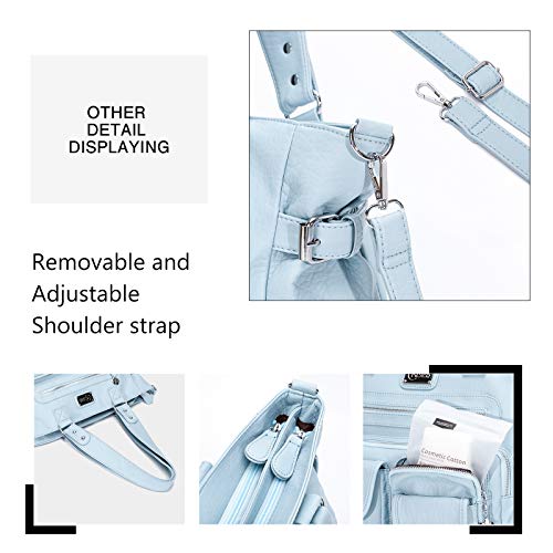 KL928 Large Purses for Women Shoulder Bag Tote Handbags Stylish Vegan Leather Hobo Bags Ladies, A-Black-4 | Large - color: A-light Blue