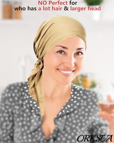 Chemo Headwear for Women Pre-Tied Head Scarf Headwraps Soft Turbans Cancer Hats Chemo Beanie Coverings Scarves - color: Khaki