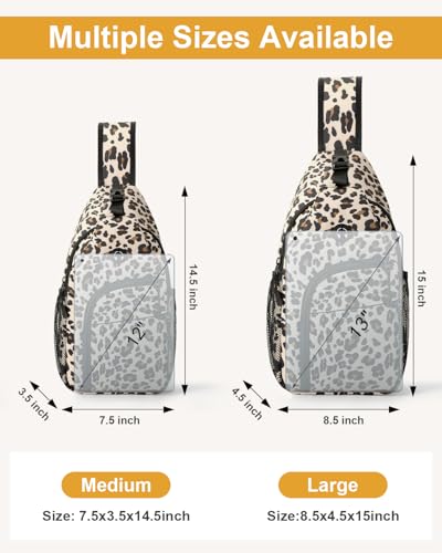 Pritent Crossbody Bags for Women Man Waterproof Sling Bag Backpack Trendy Casual Cross Body Bag with Convertible Shoulder Strap Chest Bag for Camping Hiking Travel Essentials (Leopard, Medium) - color: Leopard, size: Medium