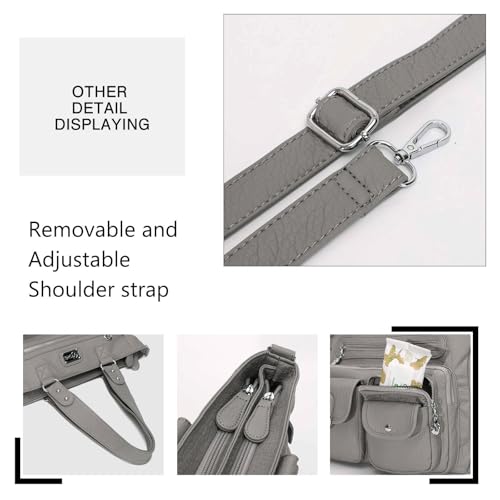 KL928 Large Purses for Women Shoulder Bag Tote Handbags Stylish Vegan Leather Hobo Bags Ladies, A-Black-4 | Large - color: A-grey-2
