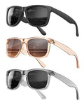 KALIYADI Womens-Sunglasses Polarized-Sunglasses for Women: Retro Trendy Sun Glasses With UV400 Protection for Driving Travel - color: (3 Pack) Black/Crystal Brown/Crystal Grey
