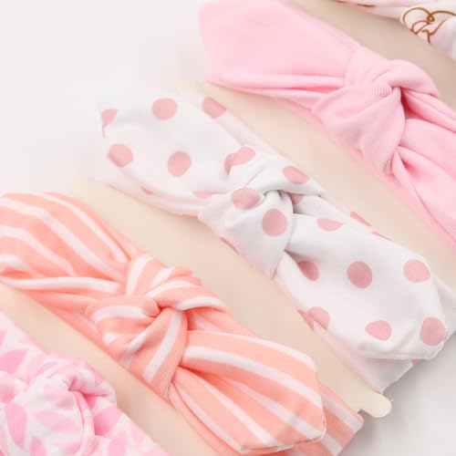 Baby Headbands Soft Stretchy Baby Girl Bows Newborn Infant Toddler Headwrap Hair Accessories - color: Pink
