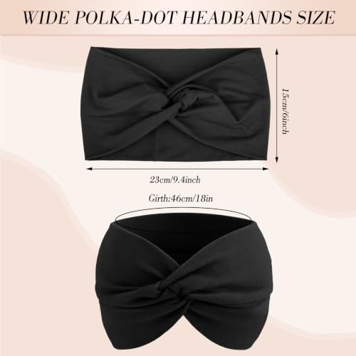 obeoby 6 Pack Head Wraps for Women, Wide Headbands for Women's Hair Non Slip 6inch Thick Turban Knotted Hair Bands for Lady Large Boho African - color: Black,white,grey