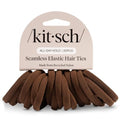 Kitsch Hair Ties No Damage - Strong, Stretchy Hair Bands | Soft Nylon Ponytail Holders, Snag-Free Rubber Bands, Perfect for Updos & Braids | Ideal Gifts for Women - Chocolate, 20pcs - color: Chocolate (Pack of 20)