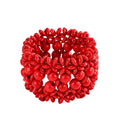 Bohemian Wooden Bead Bracelets Boho Colorful Handmade Elastic Stretch Bracelets Design for Women Summer Beach Festival Jewelry - color: Red