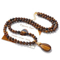 Healing Crystal Necklaces for Women Trendy Natural Stone Beaded Long Pendant Necklaces for Womens Handmade Bohemian Fashion Necklace Jewelry Gift - color: Tiger Eyes