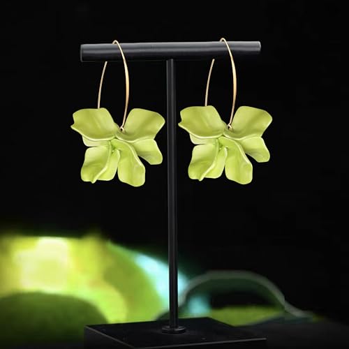 Exaggerated Bohemian Resin Rose Flower Petal Dangle Drop Earrings Long Acrylic Tiered Floral Tassel Earring for Women - color: Pearl Green