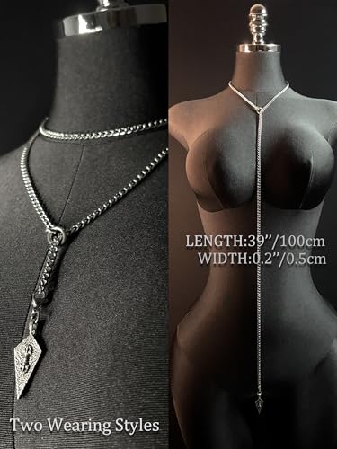 18K Gold Plated Knight's Shield Slip Chain for Women - color: Stainless Steel, size: 39''