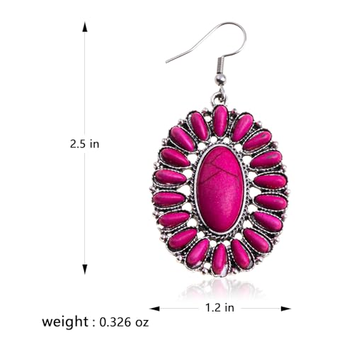 Rustic Couture's Western Earrings for Women Cowgirl Country Concho Dangling Western Statement Jewelry - color: J-Hot Pink