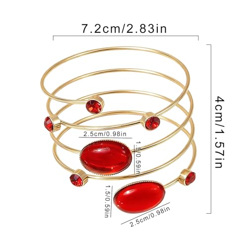 Upper Arm Cuff for Women, Simple Sexy Harness Armlet Bracelet with Crystal Adjustable Upper Arm Chain Bangle Arm Band for Women - color: Red Crystal