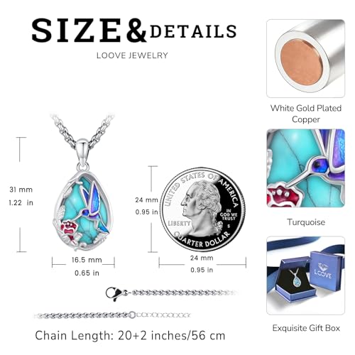 Turquoise/Amethyst/Moonstone/Black Onyx Tree of Life Necklace for Women Hummingbird Necklaces White Gold Plated Copper Jewelry - style: Hummingbird- Turquoise