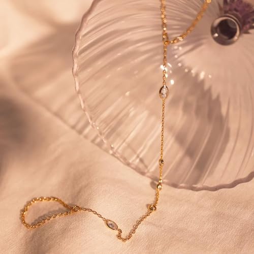 choice of all Hand Chain Bracelet Gold Finger Ring Bracelet Hand Chain for Women Trendy Birthday Jewelry Gifts - color: B4:Cz Hand Chain