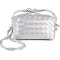 ZEDIUH Woven Bag for Women Crossbody Shoulderbag, Small Vegan Leather Purse - color: Silver