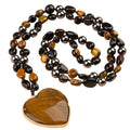 Long Necklaces for Women Boho, Oval Waterdrop Turquoise Pendant, Natural Stone Beaded, Handmade,Vintage & Elegance, Boho Fashion Charm Beaded Necklace for Women - style: M-TigersEye