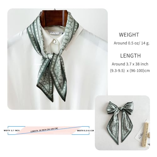 Hair Head Neck Bag Long Scarf Versatile Wrap for Women Soft & Lightweight for Everyday Chic - color: 19 Paisley Green 3.7 X 38 Inch