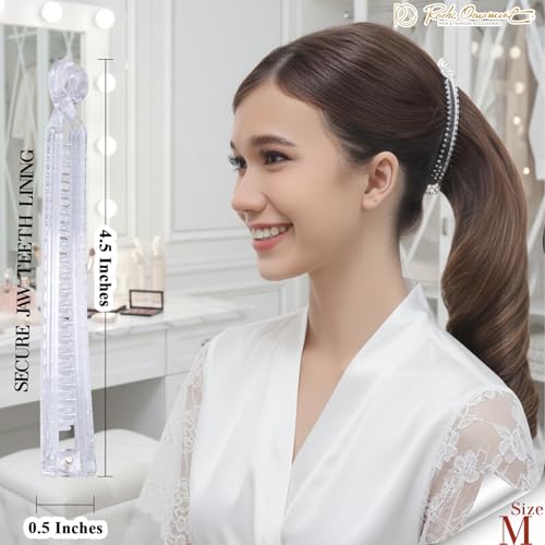 RC ROCHE 6 Pcs Banana Hair Clip Thin Hair Fine Ponytail Maker No Slip Small Claw for Women Secure Grip Jaw Clamp Cute Strong, Medium Transparent - color: Clear