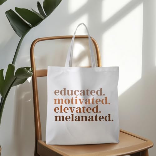 Motivational Canvas Tote Bag,Positive Affirmation Gifts for Women Men Reusable Grocery Shopping Tote Bag Purse - color: Motivated Words