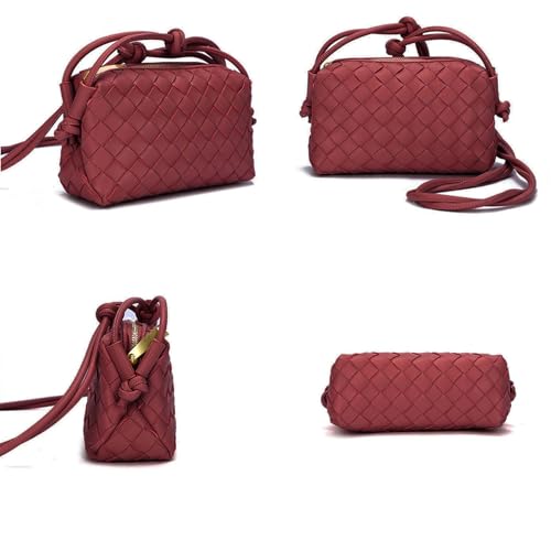 ZEDIUH Woven Bag for Women Crossbody Shoulderbag, Small Vegan Leather Purse - color: Burgundy
