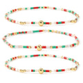 Colorful Beaded Bracelet Stack for Women,3PCS Handmade Bohemian Gold Plated Ball Stretch Stackable Bracelets Set Fashion Jewelry Gift Friendship - color: Christmas