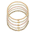 Gold Beaded Stackable Friendship Bracelets Set for Women, Handmade Boho Stretch Summer Jewelry Gift. - color: 0903N