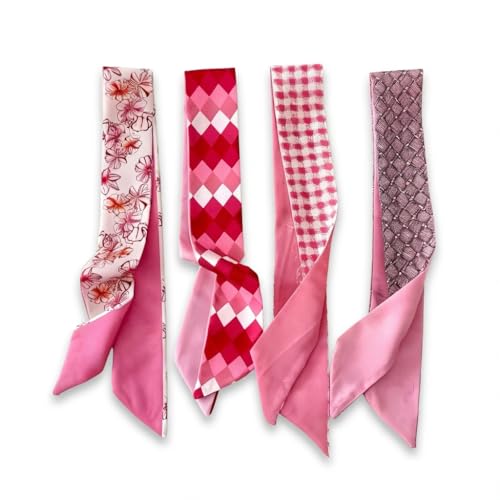 4/40 Pcs Hair Scarf for Women, 35"x2.36" Lightweight Silk Headband, Purse & Bag Scarves Gift Collection - color: Monochrome