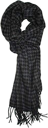 VERONZ Super Soft Classic Cashmere Feel Winter Scarf - color: Black Grey Houndstooth
