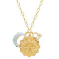 Dainty Gold Zodiac Embossed Coin Opal Crescent Moon Charm Necklace for Women Trendy 18K Gold Plated Retro Paperclip Chain 12 Constellation Horoscope Necklaces Astrology Jewelry Gifts - style: 7.LIBRA (SEP 23-OCT 22)