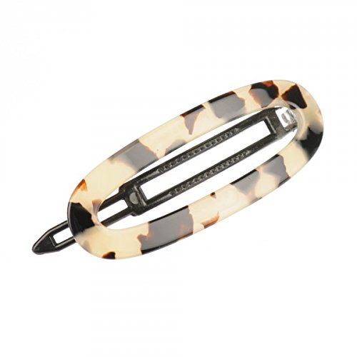 French Amie White Tokyo Oval Small Celluloid Handmade Metal Free Hair Clip Barrette for Girls