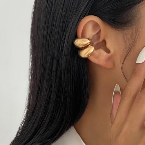 Ear Cuffs Non Piercing Earrings for Women Chunky Gold Ear Cuff Clip on Earrings Trendy Jewelry - style: style-B