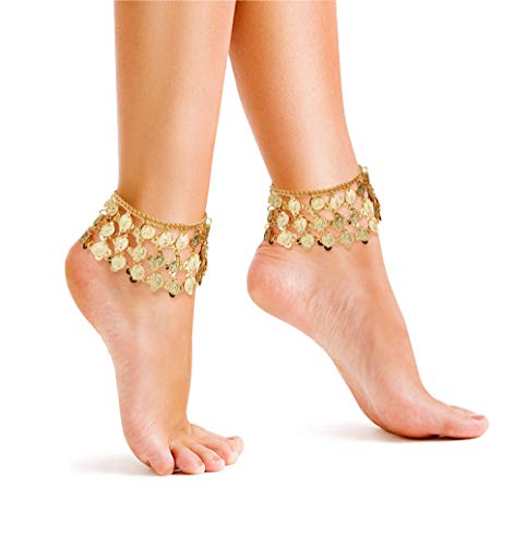 ORAZIO Belly Dance Jewelry Set For Women Boho Vintage Coins Necklace and Earrings Bracelets Anklet Halloween Dance Play Accessories With Indian style