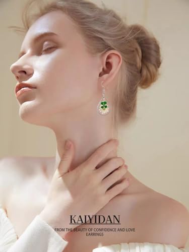 Silver/Gold Boho Dangle Statement Earrings for Women Trendy,Handmade Vintage Dainty Cute Long Drop Summer Earrings,fashion Accessories Jewelry Gifts - color: A28 Four Leaf Clover Dry Flower