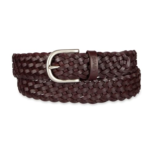 Levi's Women's Fully Adjustable Casual Leather Braided Belt for Jeans and Dresses - color: Burgundy, size: Large
